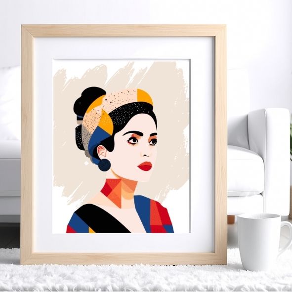 Portrait pop art féminin LANA peint avec le coffret Panash Art