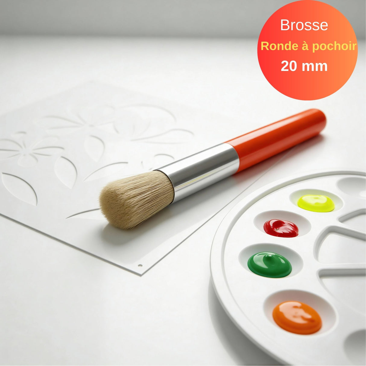 Brosse à Pochoir 20 mm | Pinceau Brosse Ronde pour Dégradés | Panash Art