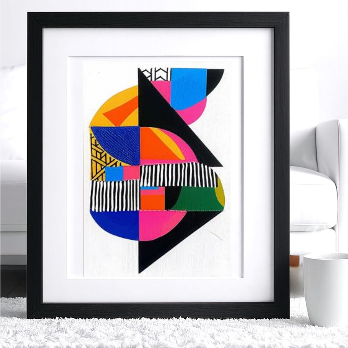 Œuvre finale du coffret ABSOLU Panash Art – tableau géométrique encadré peint à la main