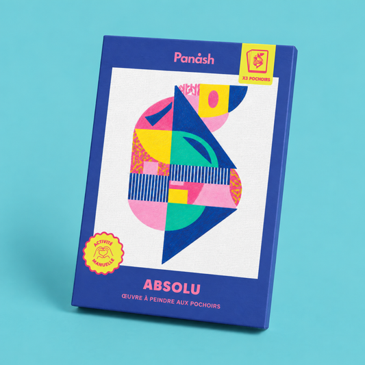 Kit pochoirs Absolu Panash Art, pochoirs superposables et toile A4
