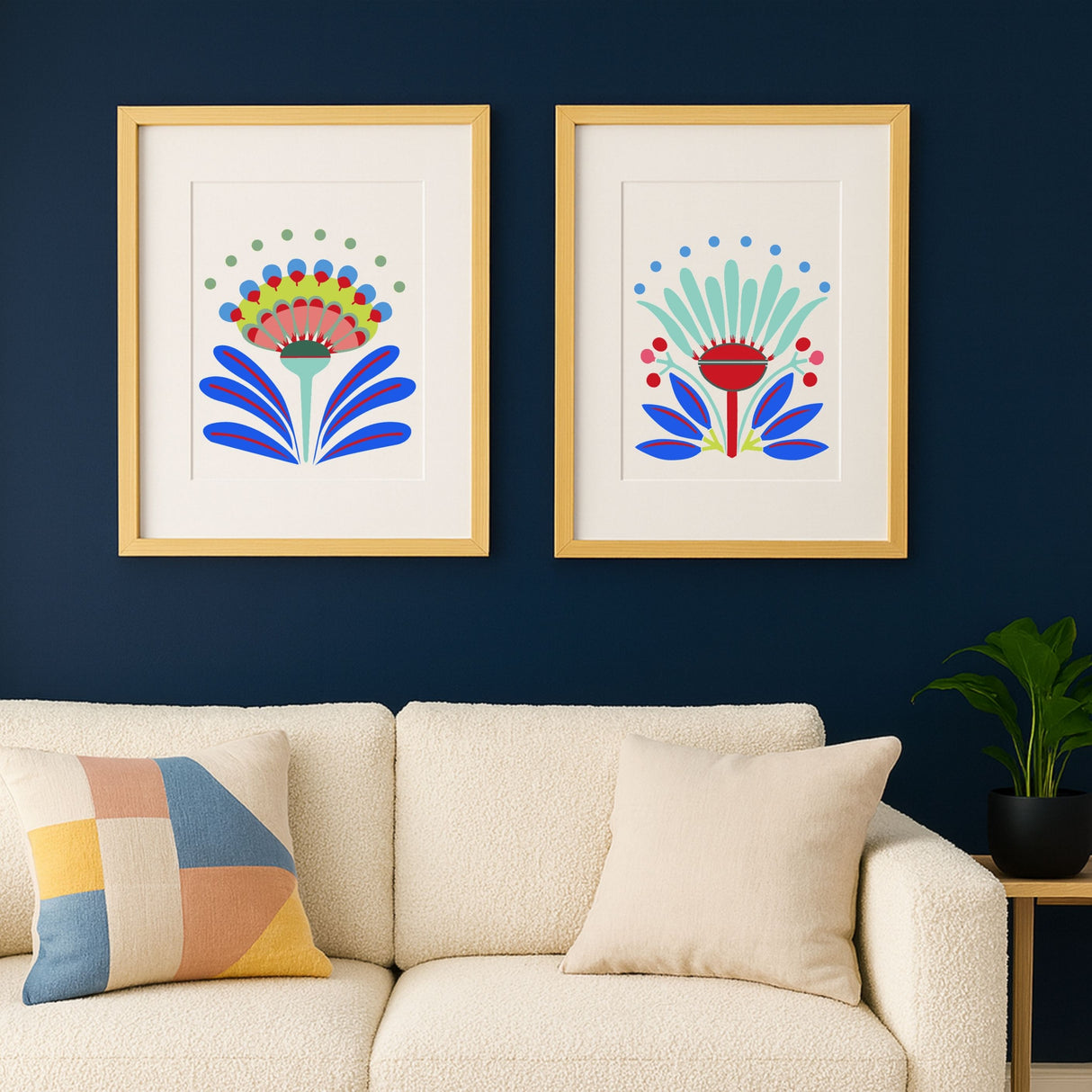 Tableaux Flowers Babs et Bali réalisés avec des pochoirs réutilisables Panash Art – activité créative type peinture au numéro pour adulte