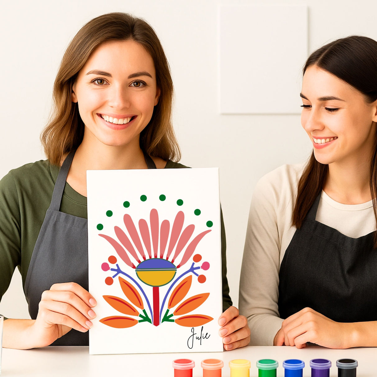 Résultat final du kit pochoirs flowers bali avec Panash Art