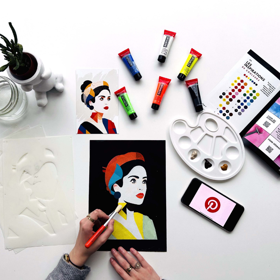 Coffret pochoir LANA – 4 pochoirs superposables + kit peinture | Panash Art