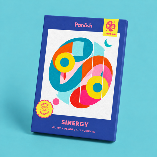 Kit pochoirs Sinergy Panash Art, pochoirs superposables et toile A4