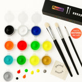 Box Peintures & Accessoires Panash | 12 couleurs acryliques + 3 pinceaux + adhésifs + notice