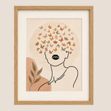 Tableau décoratif moderne réalisé avec le kit pochoir artistique Panash Art. Œuvre minimaliste encadrée aux tons beige et terracotta, activité créative DIY accessible aux débutants pour créer une décoration murale sans savoir dessiner.