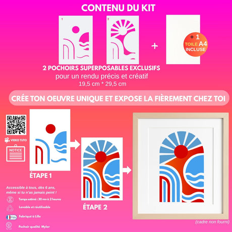 Contenu du kit pochoir modèle Bloom Linea avec Panash Art