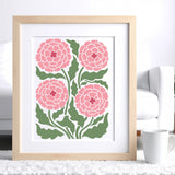 pochoir fleurs hortense rose 2 pochoirs tableau DIY décoration murale cadre A4 Panash Art