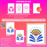 Contenu du kit pochoirs superposables FLOWERS BALI avec Panash Art