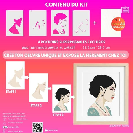 Kit pochoirs créatif Louane |en 4 superpositions | Panash Art