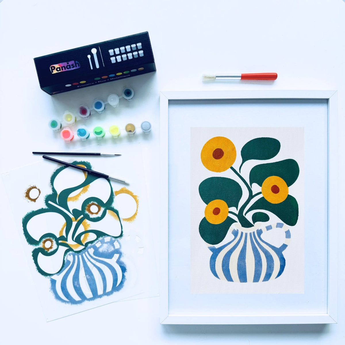 Modèle Eclipse en 2 pochoirs Panash Art – alternative à la peinture au numéro – kit DIY toile A4 sans savoir dessiner