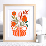 Tableau floral DIY réalisé avec le kit pochoir Vase Solena Panash Art – vase décoratif et feuillage vert pour décoration murale moderne.