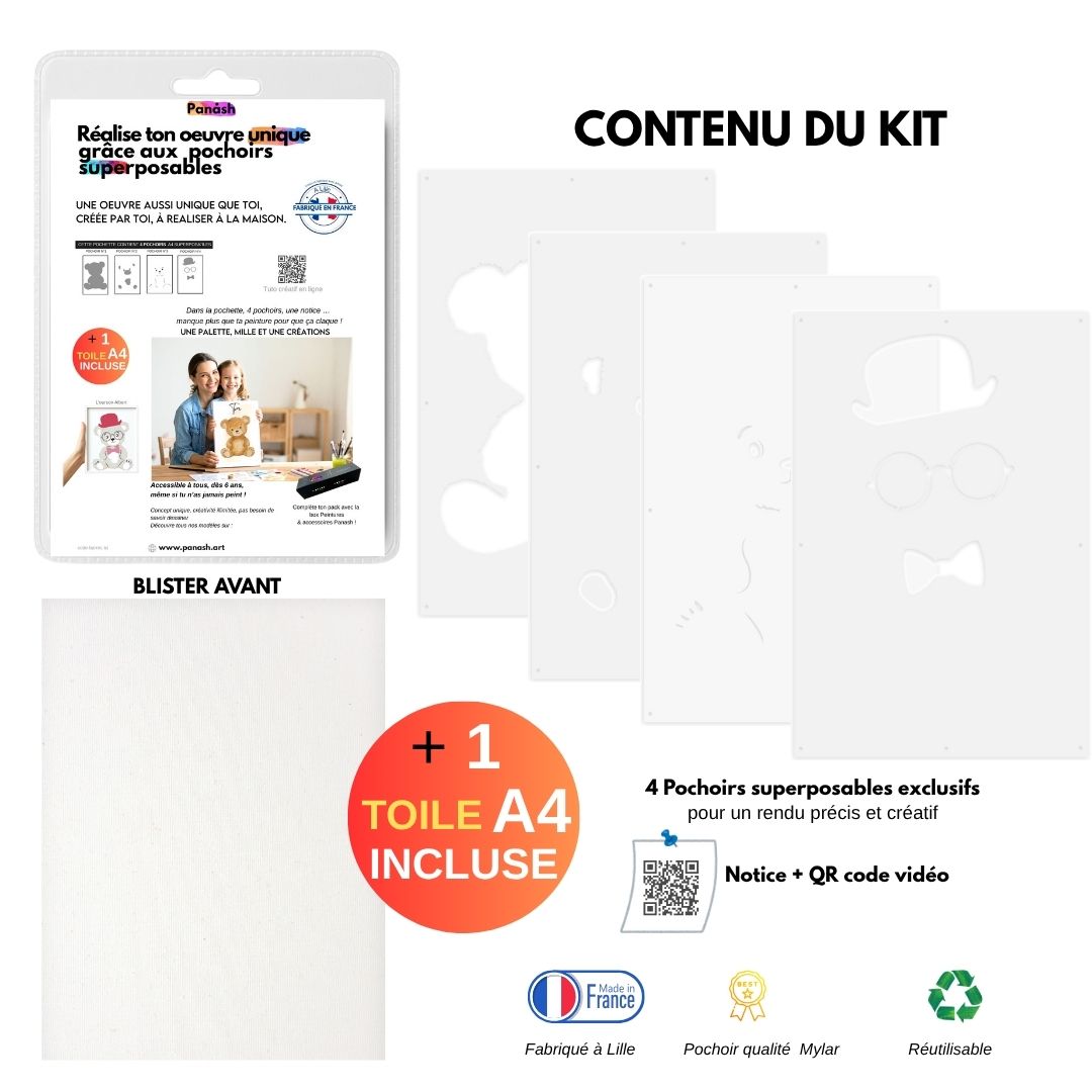 Set de 4 Pochoirs de l'Ourson Albert