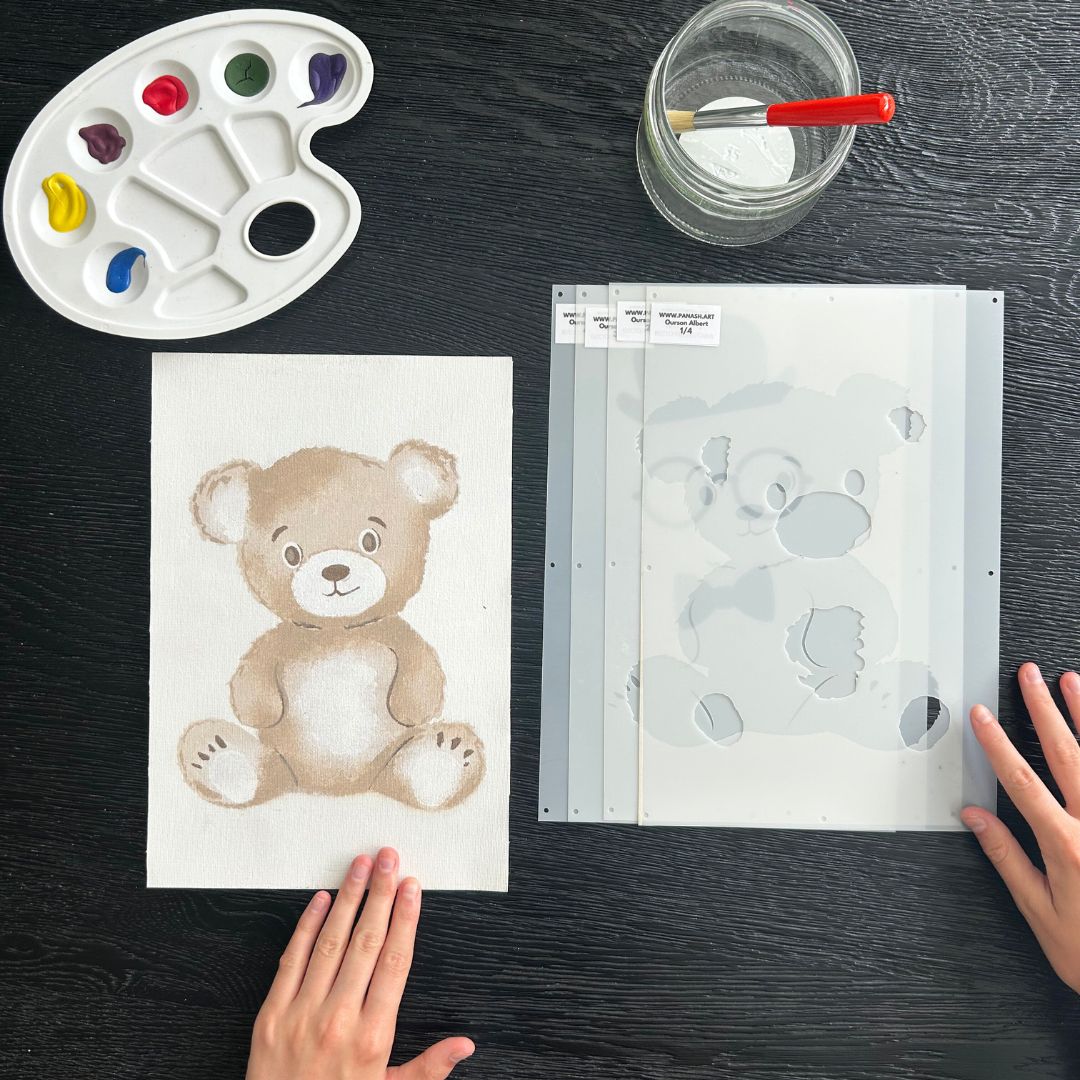 Set de 4 Pochoirs de l'Ourson Albert