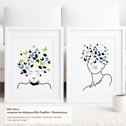 Diptyque décoratif moderne réalisé avec les kits pochoirs artistiques Panash Art. Deux tableaux minimalistes encadrés style contemporain, activité créative DIY accessible aux débutants pour créer une décoration murale harmonieuse sans savoir dessiner.