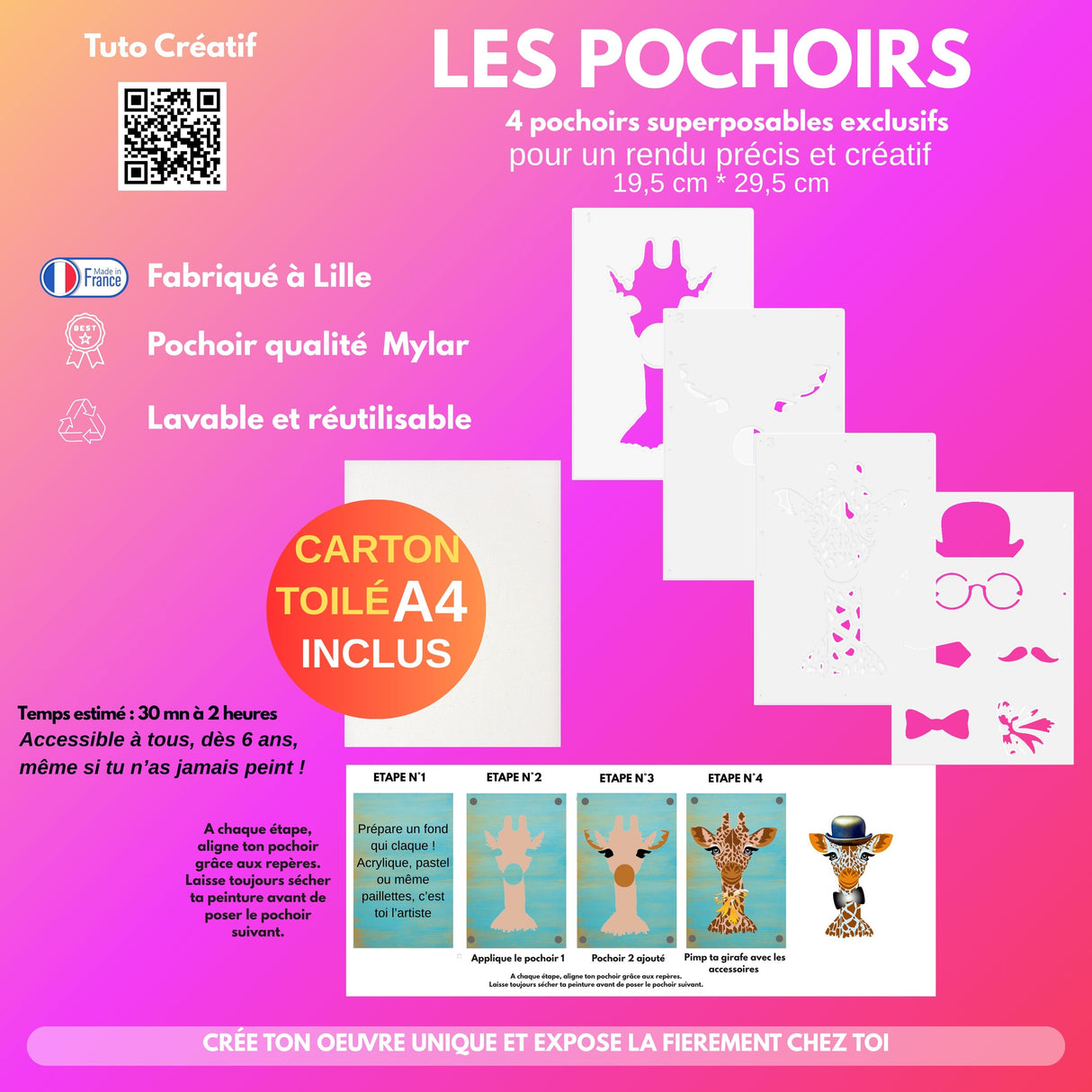 Coffret Créatif Pochoirs "Girafe" – Panash Art