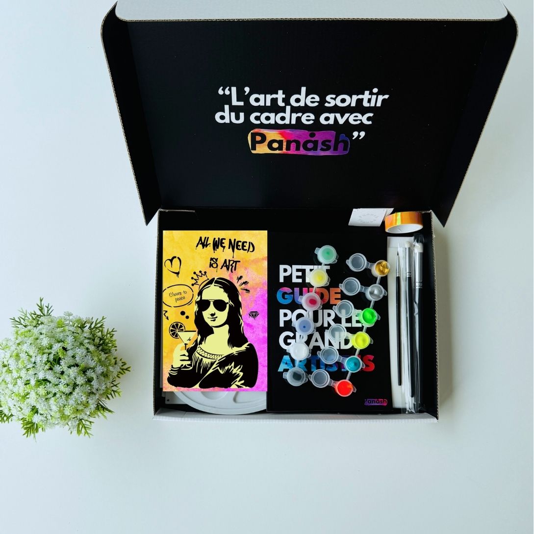 Coffret créatif pochoirs “Joconde” – 3 pochoirs superposables + kit peinture complet | Panash Art