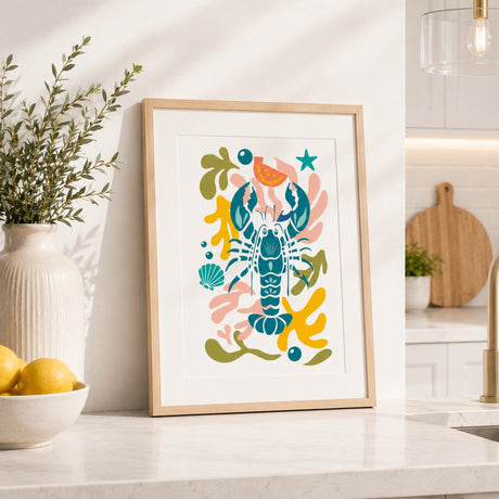 Tableau homard Augustin encadré, alternative créative à la peinture au numéro