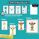 Kit pochoirs superposables Panash Art – alternative à la peinture au numéro, activité créative DIY pour créer une œuvre murale Girafe coloré à la maison, loisir créatif facile adulte et enfant, pinceaux et peintures inclus, décoration intérieure moderne.