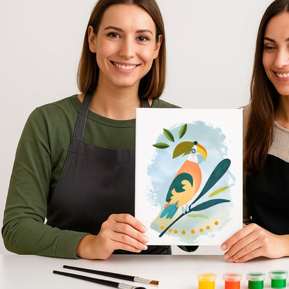 Kit créatif Perroquet Panash Art avec tableau perroquet coloré réalisé au pochoir superposable, activité artistique DIY facile pour adulte et enfant, alternative à la peinture au numéro