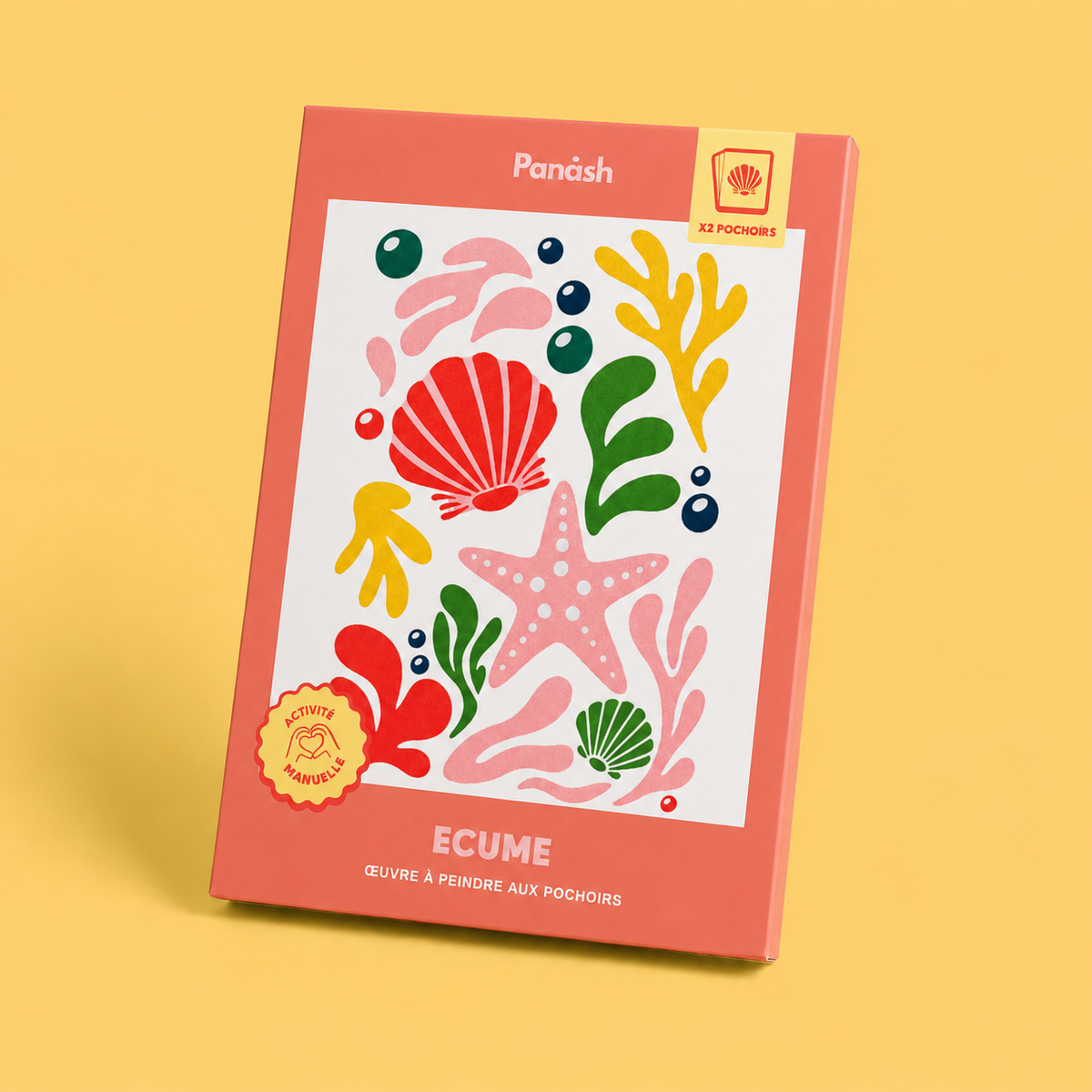 kit créatif pochoir Ecume - motif coquillage univers marin