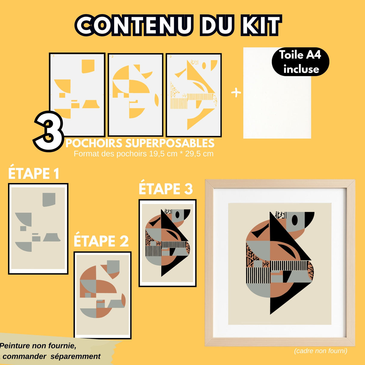 Kit pochoirs superposables Panash Art – activité créative adulte et enfant, alternative à la peinture au numéro, création d’œuvre murale DIY personnalisable, loisir créatif maison, décoration intérieure moderne