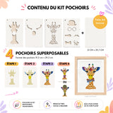 Kit créatif pochoir girafe Panash Art avec 4 pochoirs superposables réutilisables en PET transparent, toile A4 incluse, peintures acryliques et pinceaux pour créer facilement une œuvre colorée sans savoir dessiner. Coffret DIY créatif complet, alternative moderne à la peinture au numéro, activité artistique accessible pour adulte et enfant dès 6 ans, idée cadeau créative et décoration murale à personnaliser.