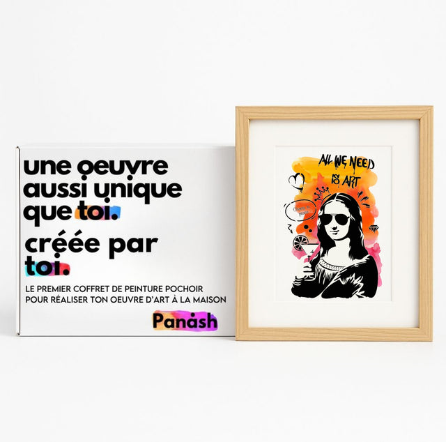 Alternative à la peinture au numéro – coffret créatif complet Joconde au pochoir Panash Art pour réaliser une œuvre d’art moderne à la maison avec pochoirs réutilisables, toile et peinture acrylique sans savoir dessiner