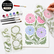 Kit pochoirs créatif Hortense : hortensias aux pochoirs, peintures et toile A4 prête à peindre, alternative peinture aux numéros
