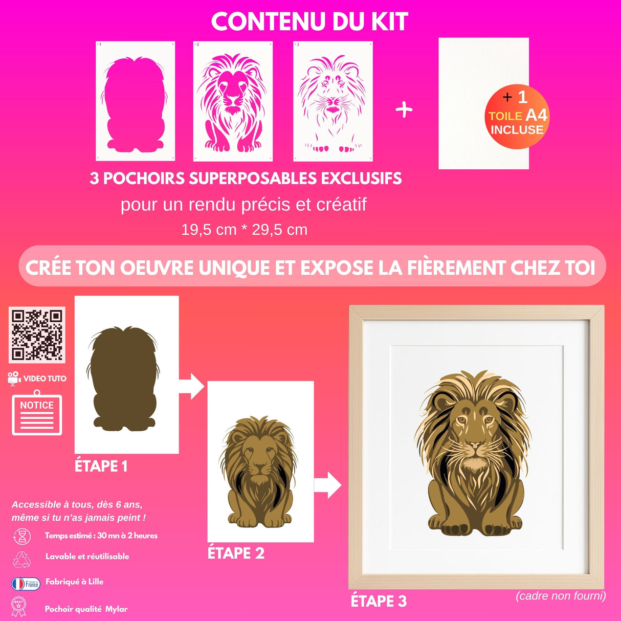 Contenu complet du kit créatif du Lion avec Panash ARt