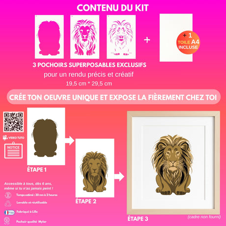 Contenu complet du kit créatif du Lion avec Panash ARt
