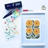 Kit Pochoirs superposables fleurs Hortense Panash Art – création DIY d’un tableau floral, activité créative facile. Alternative à la peinture au numéro à l'acrylique