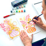 Kit créatif peinture au pochoir Panash Art – modèle Vase Solena – activité artistique facile dès 6 ans – réalisation d’un tableau décoratif floral avec peinture acrylique, pinceaux et pochoirs superposables