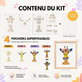 Kit pochoirs superposables Panash Art – alternative à la peinture au numéro, activité créative DIY pour créer une œuvre murale Girafe coloré à la maison, loisir créatif facile adulte et enfant, pinceaux et peintures inclus, décoration intérieure moderne.