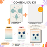 Contenu kit pochoir Hanoï Panash Art – 1 pochoir paysage asiatique, toile A4 incluse, étapes de création tableau peinture facile sans savoir dessiner