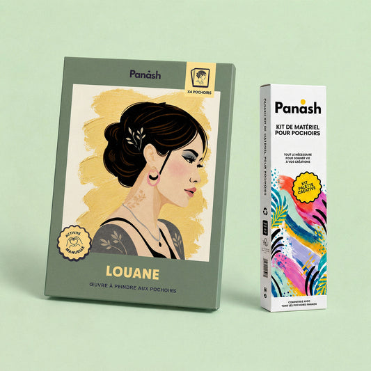 Starter Kit Louane Panash Art : kit pochoirs Louane et Box Peintures & Accessoires, peintures et pinceaux inclus