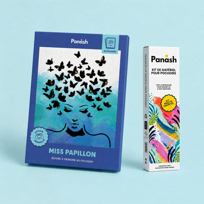 Starter Kit Miss Papillon Panash Art : kit pochoir Miss Papillon et Box Peintures & Accessoires, peintures et pinceaux inclus