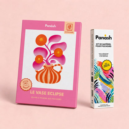 Starter Kit Vase Eclipse Panash Art : kit pochoirs Vase Eclipse et Box Peintures & Accessoires, peintures et pinceaux inclus
