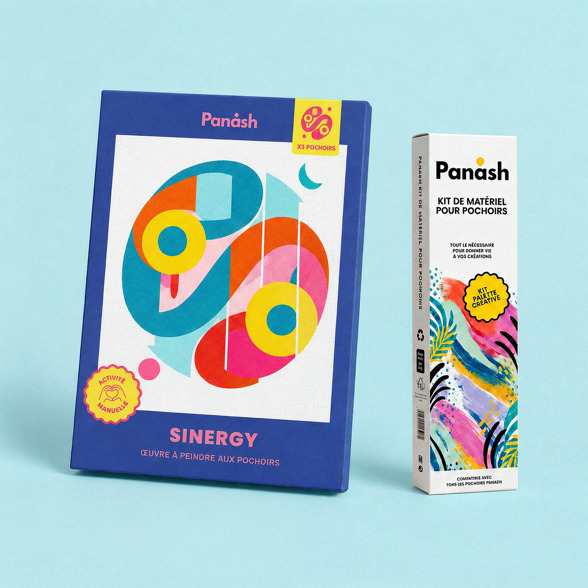 Starter Kit Sinergy Panash Art : kit pochoirs Sinergy et Box Peintures & Accessoires, peintures et pinceaux inclus