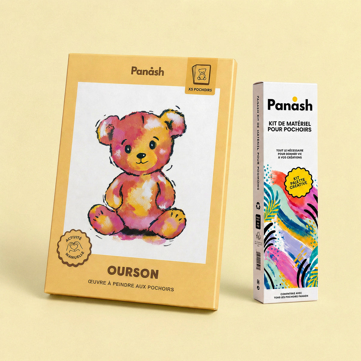 Starter Kit Ourson Albert Panash Art : kit pochoirs Ourson Albert et Box Peintures & Accessoires, peintures et pinceaux inclus