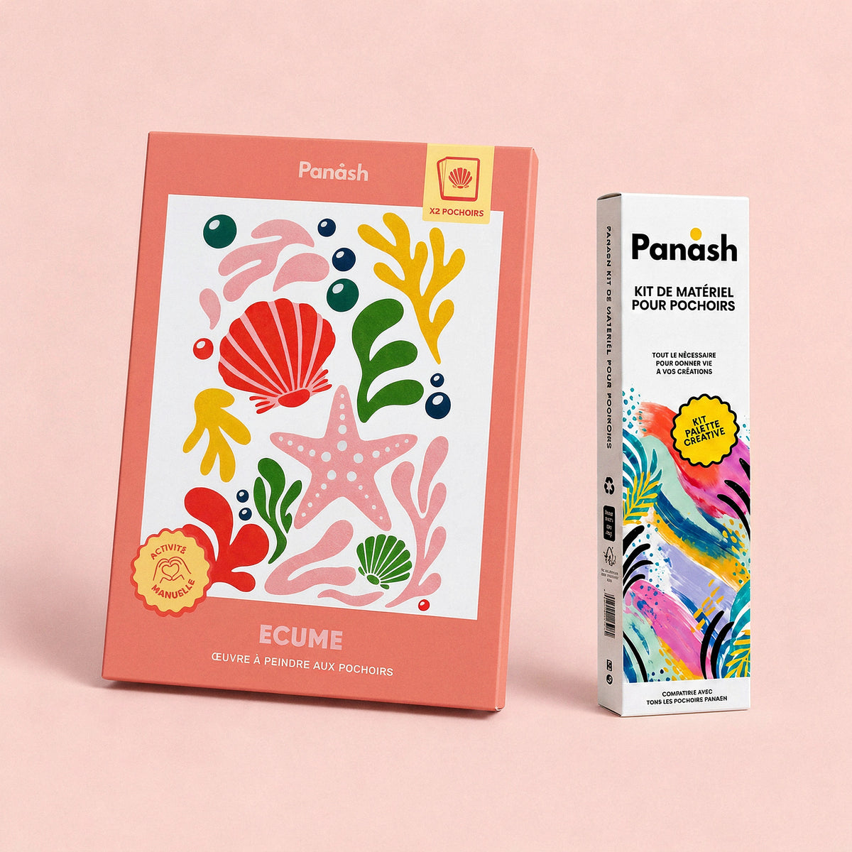 Starter Kit Écume Panash Art : kit pochoirs Écume et Box Peintures & Accessoires, peintures et pinceaux inclus