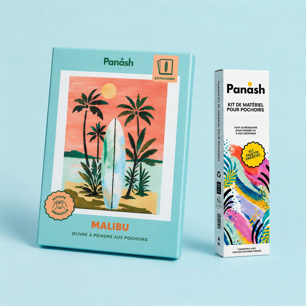 Starter Kit Malibu Panash Art : kit pochoirs Malibu et Box Peintures & Accessoires, peintures et pinceaux inclus