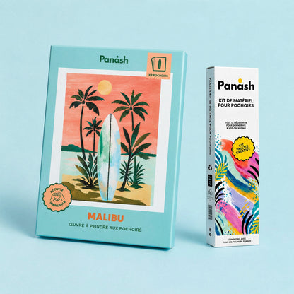 Starter Kit Malibu Panash Art : kit pochoirs Malibu et Box Peintures & Accessoires, peintures et pinceaux inclus