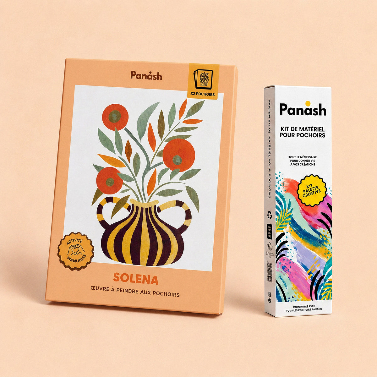 Starter Kit Vase Solena Panash Art : kit pochoirs Vase Solena et Box Peintures & Accessoires, peintures et pinceaux inclus