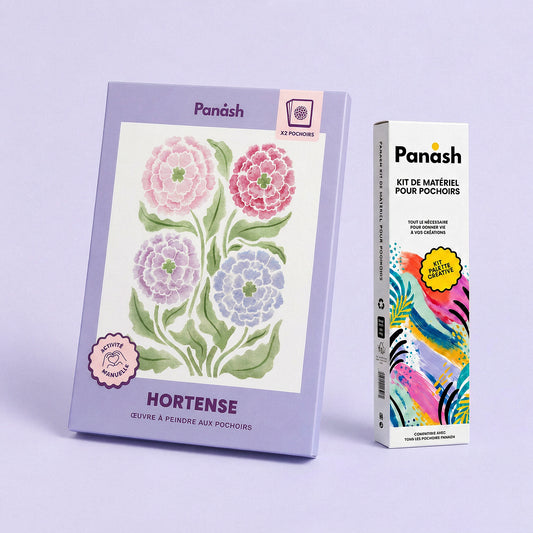 Starter Kit Hortense Panash Art : kit pochoirs Hortense et Box Peintures & Accessoires, peintures et pinceaux inclus