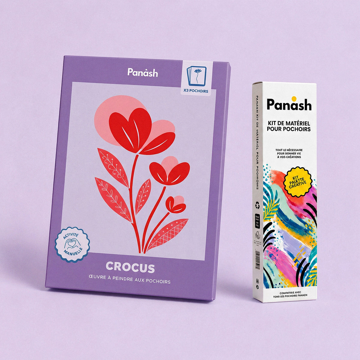 Starter Kit Crocus Panash Art : kit pochoirs Crocus et Box Peintures & Accessoires, peintures et pinceaux inclus