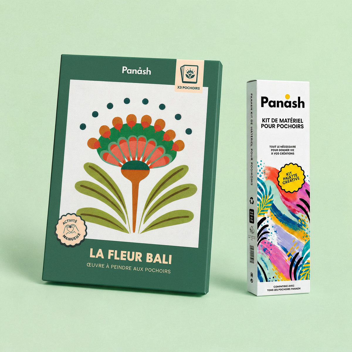 Starter Kit Flower Bali Panash Art : kit pochoirs Flower Bali et Box Peintures & Accessoires, peintures et pinceaux inclus