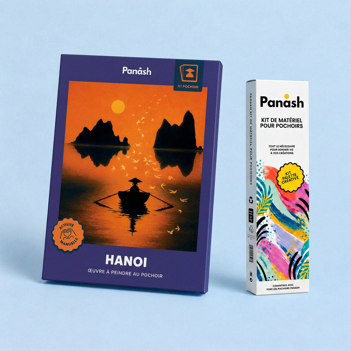 Starter Kit Hanoï Panash Art : kit pochoir Hanoï et Box Peintures & Accessoires, peintures et pinceaux inclus