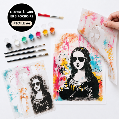 Kit Pochoirs Joconde Pop – 3 pochoirs A4 + accessoires pour pimper la Mona Lisa