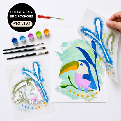 Kit pochoirs créatifs “TOUCAN” – 2 pochoirs superposables